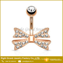 Surgical Steel Gold Plated Bow Tie Belly Button Ring